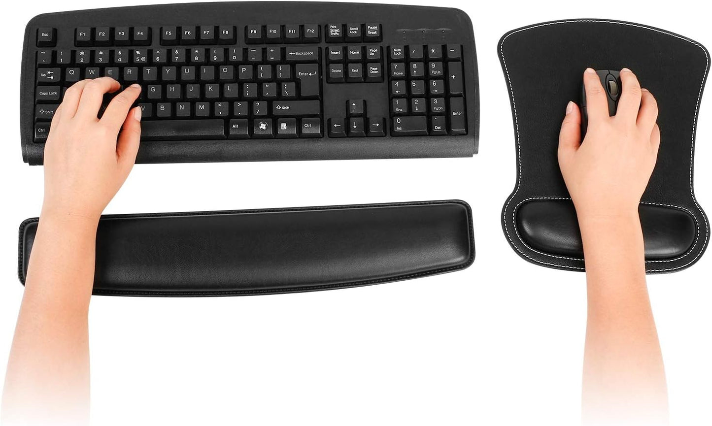 RICHEN Keyboard Wrist Rest Pad and Mouse Wrist Rest Support Mouse Pad Set,Sturdy & Comfortable & Lightweight for Easy Typing & Pain Relief-Ergonomic Support (Brown)
