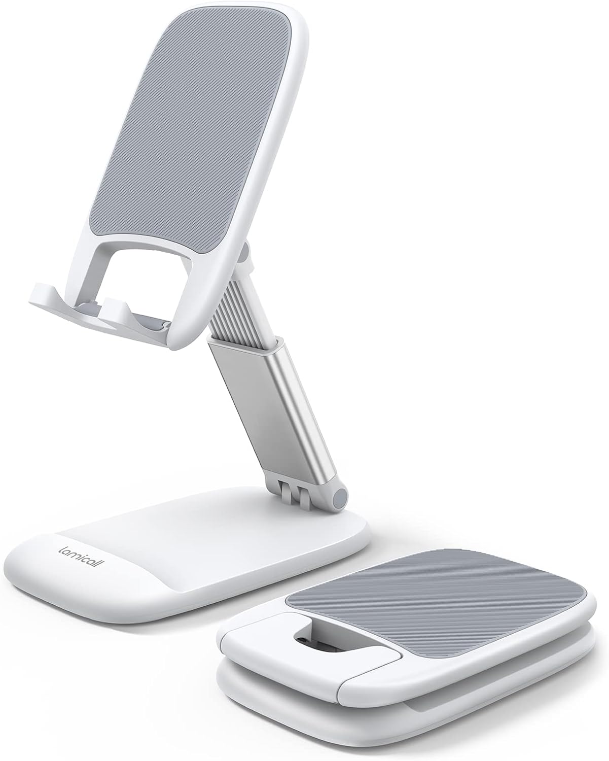 Lamicall Cell Phone Stand for Desk - [Height Adjustable] Foldable Mobile Phone Holder, Portable Stand for iPhone 17 16 15 14 13 12 11 Pro Max Plus Air, Galaxy S25, Office Gift, Telephone Accessories