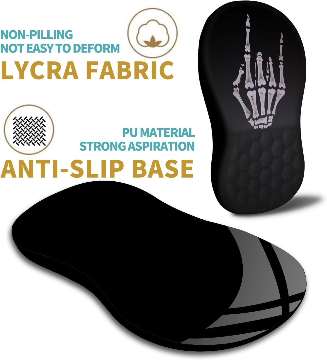 Hokafenle Ergonomic Mouse Pad Wrist Support with Massage Design, Wrist Rest Pain Relief Mousepad with Memory Foam&Non-Slip PU Base, Mouse Pads for Wireless Mouse & Desk (12x8 inch,Black)