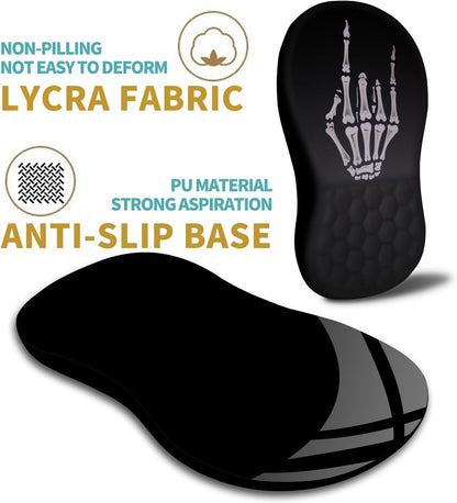 Hokafenle Ergonomic Mouse Pad Wrist Support with Massage Design, Wrist Rest Pain Relief Mousepad with Memory Foam&Non-Slip PU Base, Mouse Pads for Wireless Mouse & Desk (12x8 inch,Black)