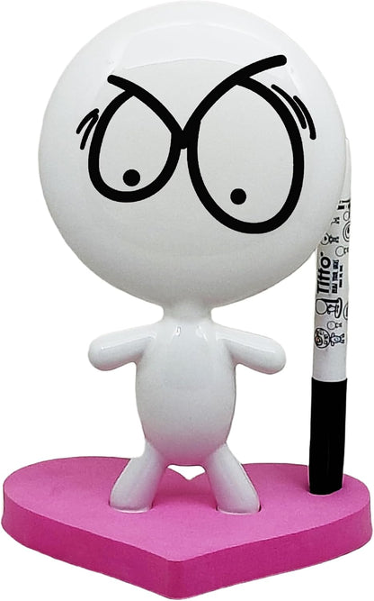 Dry Erase Board - TITTO in Love, Draw Your Ideas - Ceramic Doll - Black Office Design Desk - Coworkers Office Home Gift (Black)