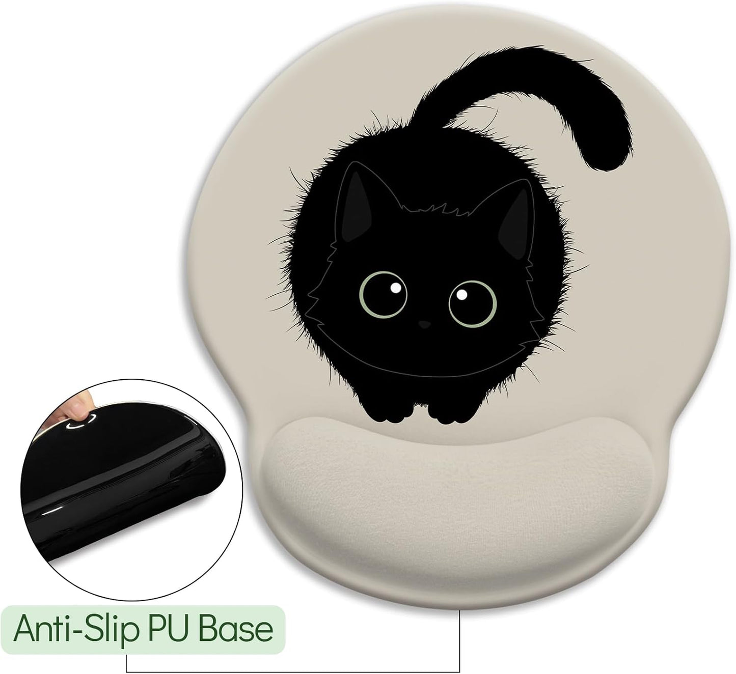 LIMKRIAN Cat Ergonomic Mouse Pad with Wrist Rest, Gaming Mouse Pad with Wrist Support, Funny Mouse Pads for Desk, Computer Mousepad with Non-Slip Pain Relief PU Base, Cute Office Desk Accessories