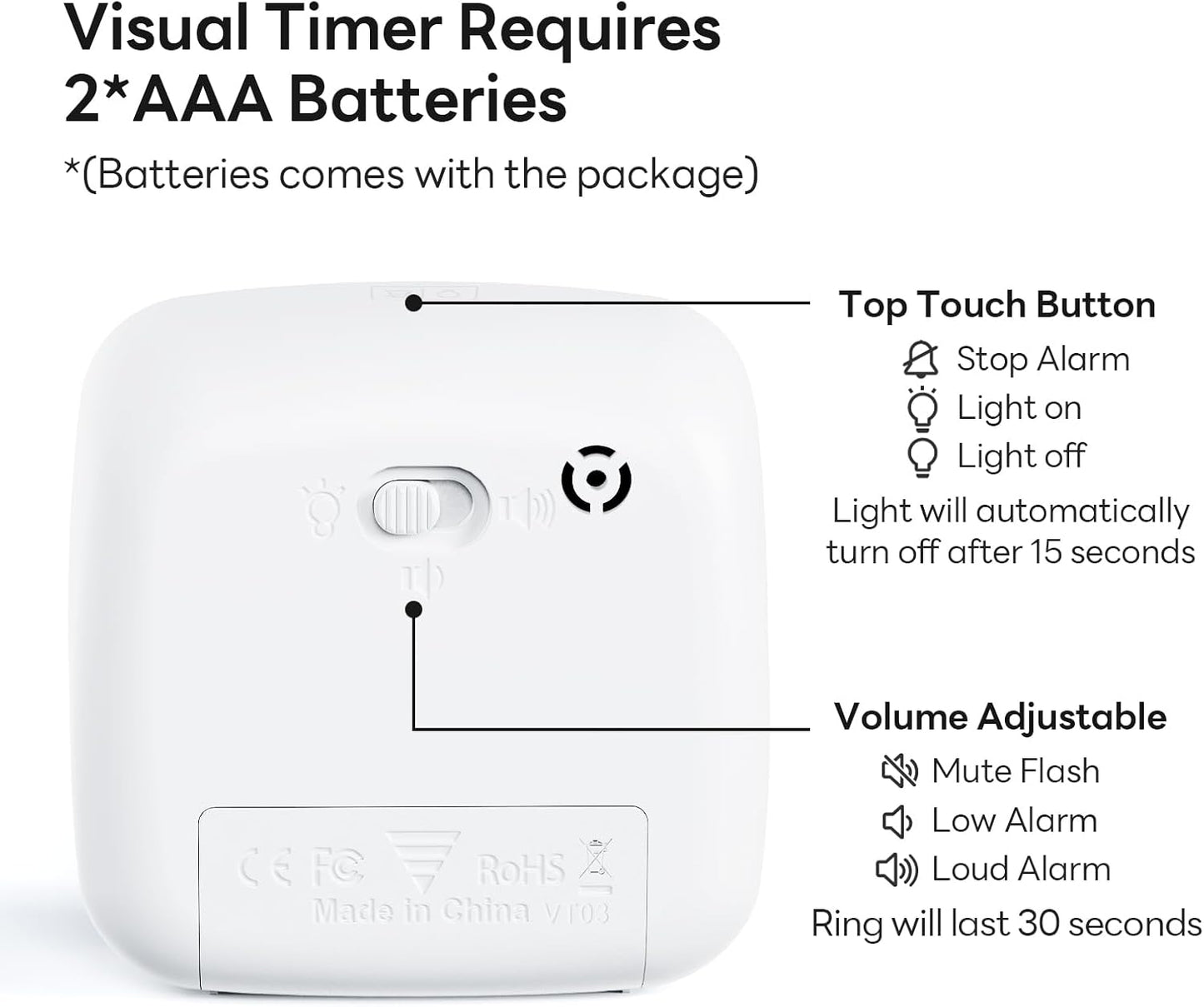 Yunbaoit Visual Timer with Night Light, 60-Minute Countdown Timer for Kids and Adults, Silent Classroom Timer, Time Management Tool for Home, School, or Work (Light Blue)