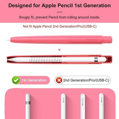 MoKo Holder Case for Apple Pencil 1st Generation, Retractable Apple Pencil 1st Case Protective iPad Pencil Sleeve Skin Cover with Sturdy Clip, Pink