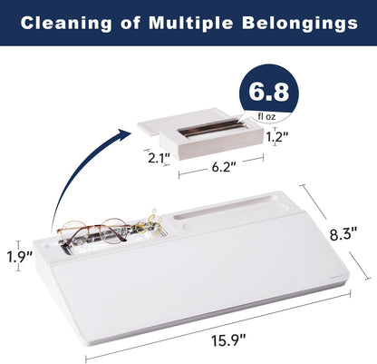 TSJ OFFICE Small Desktop Whiteboard -Glass Dry Erase Board Computer Keyboard Stand White Board Surface Pad with Drawer, Desk Organizers with Accessories for Office, Home, School Supplies - White