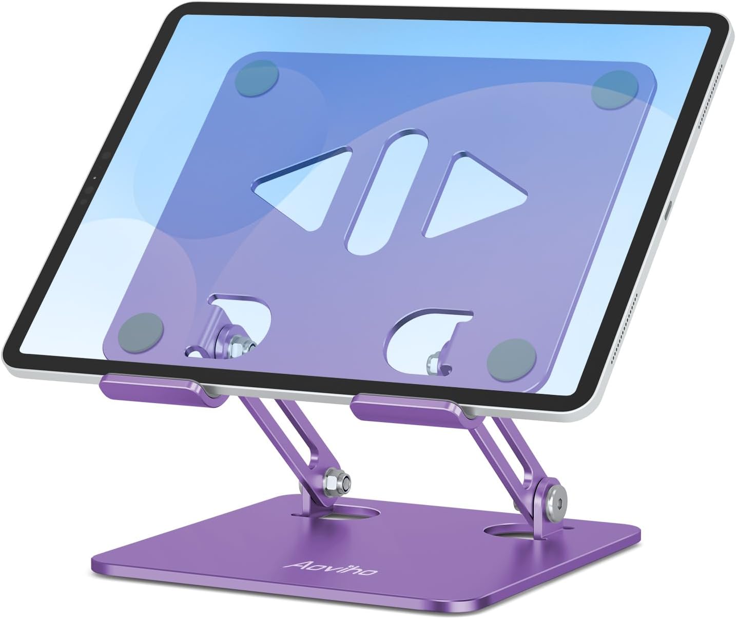 Aoviho Tablet Stand Holder for Desk, Adjustable Aluminum Desk Accessories, Stable Desktop Stand for Office Home,Compatible with iPad Pro Air Mini, Samsung Tablets, Rose Gold