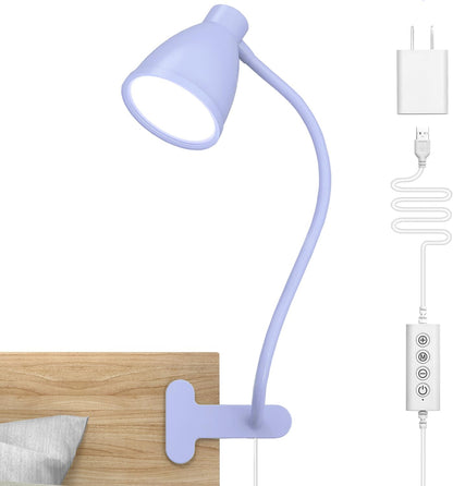 BOHON Clip on Light, 10W 38 LED Desk Lamp with Clamp, 5 Color 10 Brightness Auto Off Timer, Flexible Neck Clip Lamp, Desk Lights for Office Home Bed Bedside Reading, Bright Yellow