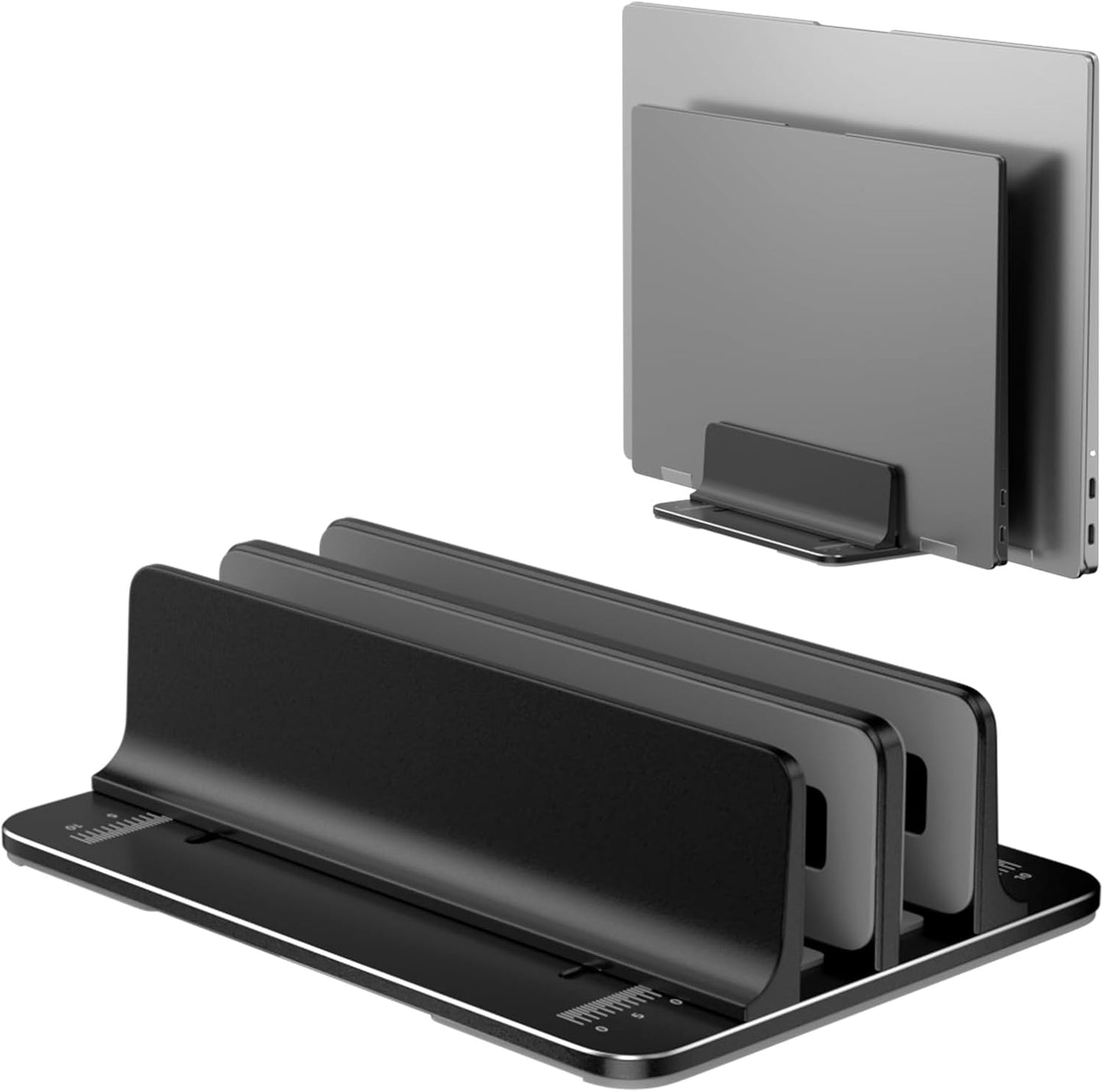 Vertical Laptop Stand for Desk Aluminum Book Holder with Adjustable Double Slot Desktop Accessories for MacBook Pro/Air Gaming Laptops, Black