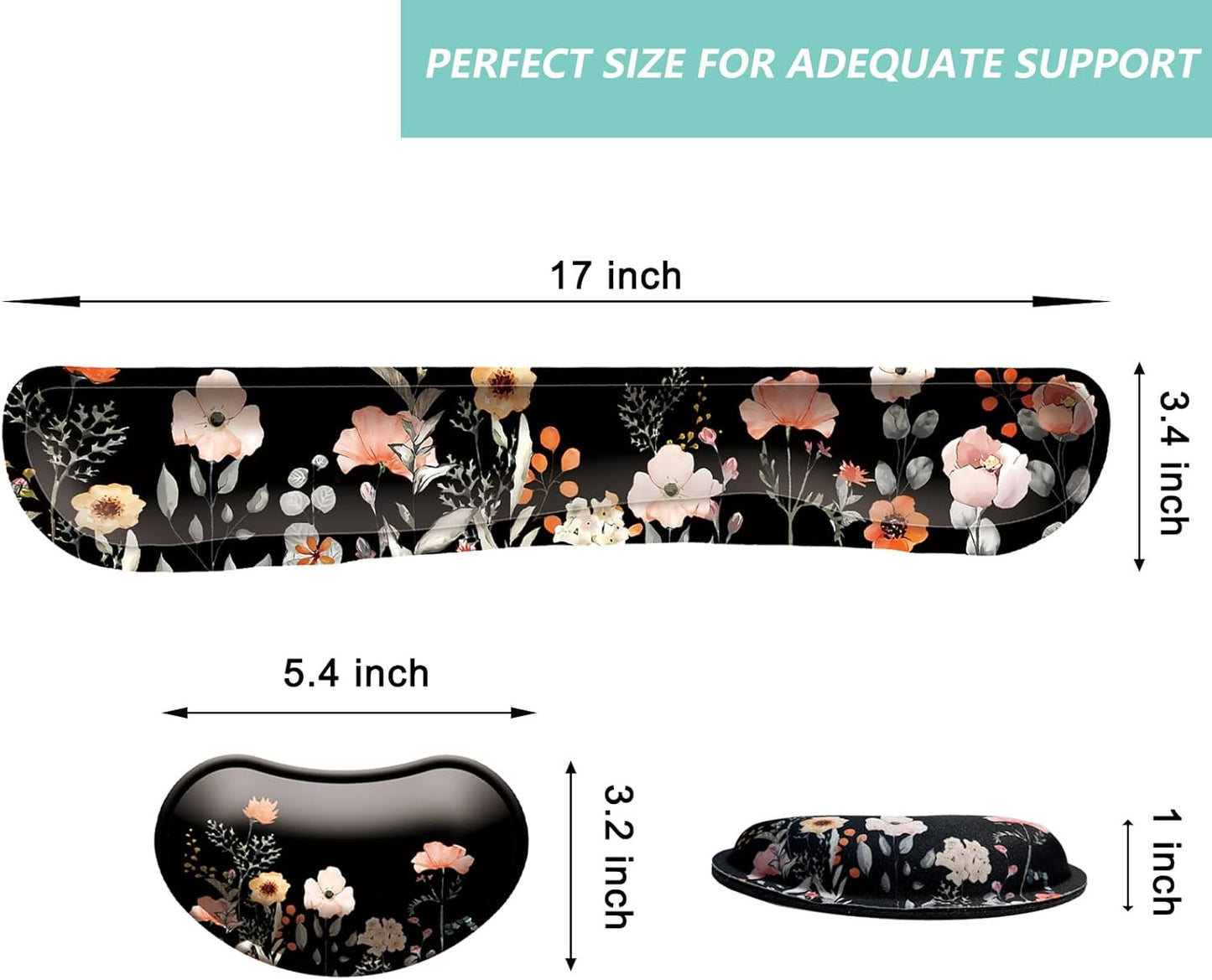 Keyboard Wrist Rest Mouse Wrist Support Set, Memory Foam Wrist Rest Pad for Computer Laptop Keyboard Mouse, Ergonomic Wrist Cushion Support for Typing Pain Relief, Gaming Home Office, Flowers Grass