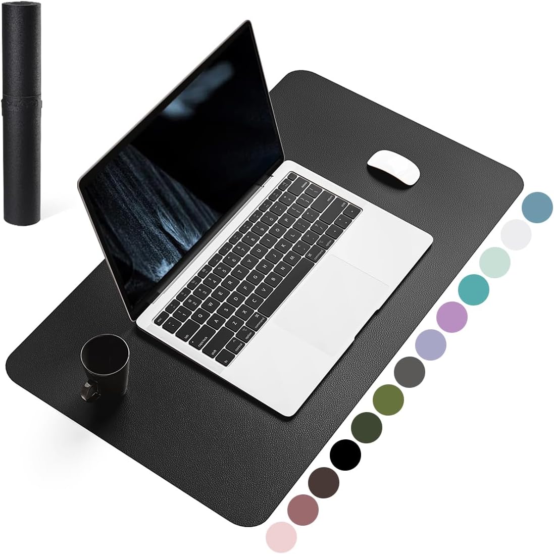 YSAGi Non-Slip Leather Desk Pad, Waterproof Laptop Computer Desk Keyboard Mat, Table Protector Blotter Mat, Large Mouse Pad for Office/Work/Home/Decor(Black, 31.5" x 15.7")