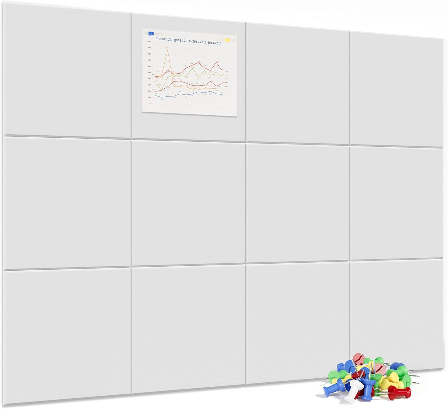 Neatsure Large Cork Board for Wall, Black Felt Bulletin Board with Pushpins, 36" x 24" 6 Panels Wall Tiles, Tack Push Pin Boards for Office