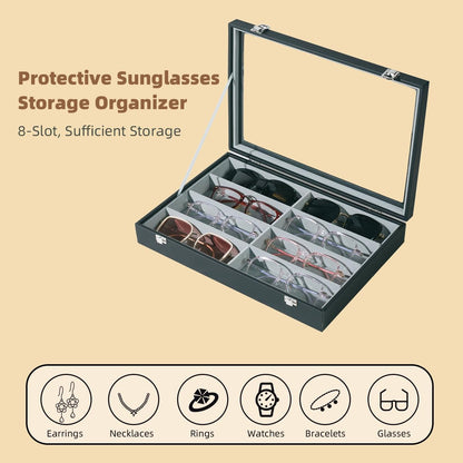Glasses Holder Box Drawer Sunglass Organizer for Men Clear Storage Case 8 Slot Multiple Reading Glasses Display