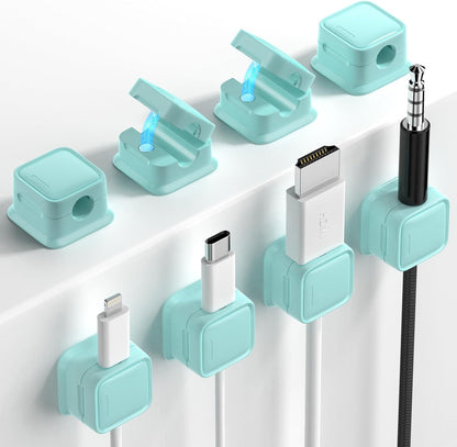8 Pack Cord Organizer Holder,Costop Strong Adhesive Desk Cable Management Magnetic Easy Open,Organize Phone Charging Cords Wire Holder Organizer Neatly for Home,Office,Car,Desk,Nightstand