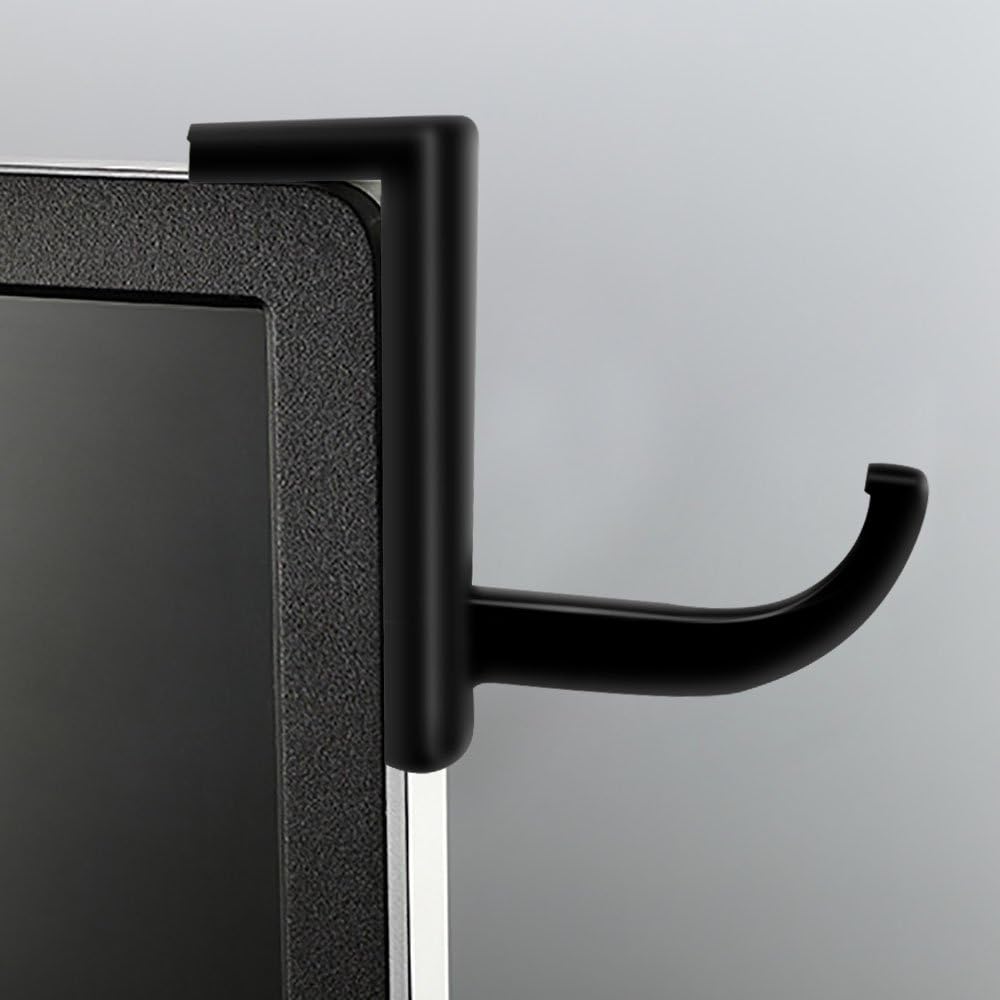 Mudder 4 Pack Monitor Hooks Headphone Headset Hanger Monitor Stand Holder Headset Stick-on Hook, Black