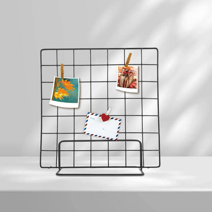 Multi-Functional Wire Grid Display Stand 13.77In Tabletop Photo Organizer Panel for Craft Shows and Desktop Display