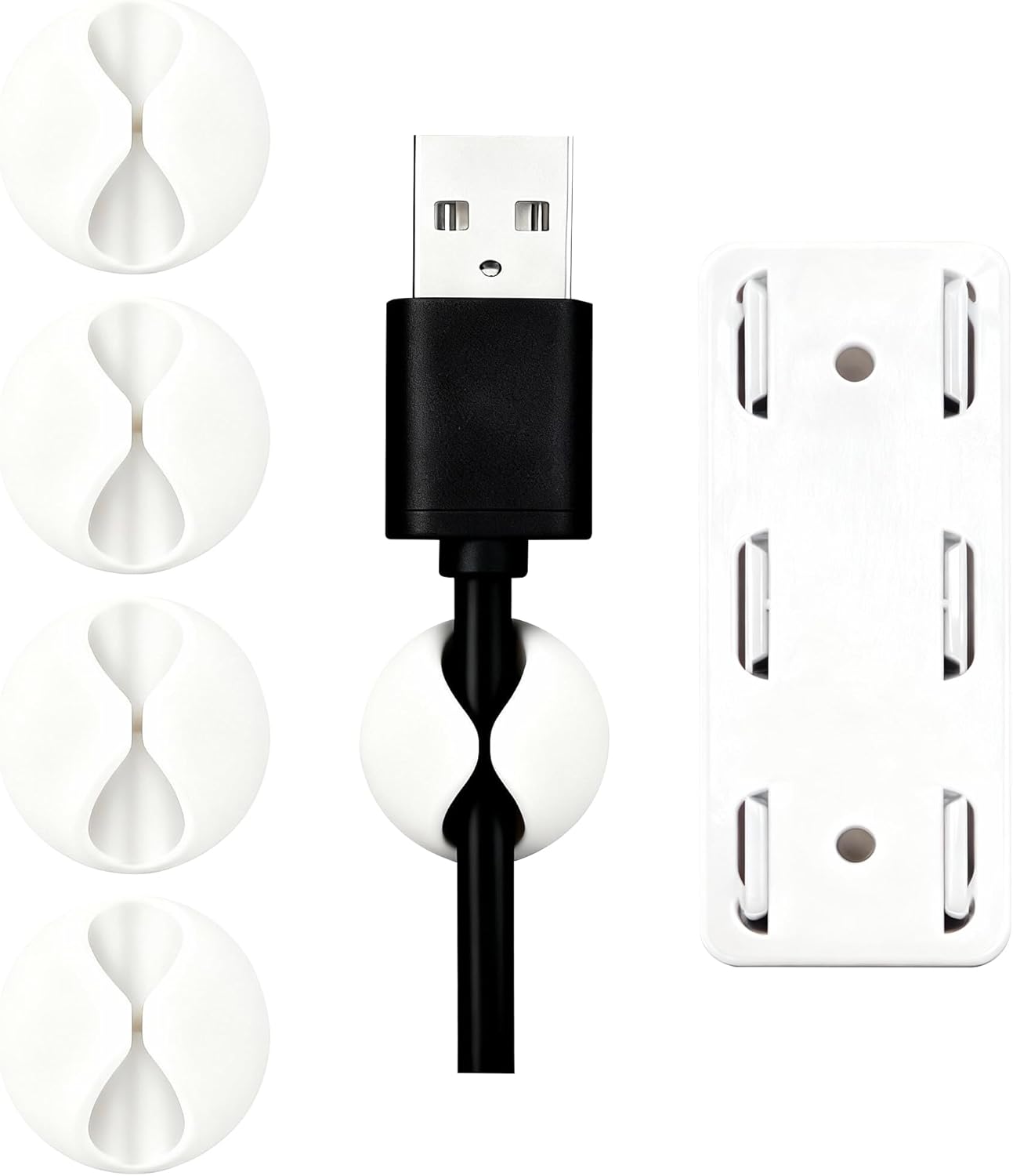 Cord Cable Organizer Clips, 4 Pack Charging Wire Cable Holder With Power Strip Holder for Desk Nightstand Phone