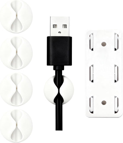 Cord Cable Organizer Clips, 4 Pack Charging Wire Cable Holder With Power Strip Holder for Desk Nightstand Phone