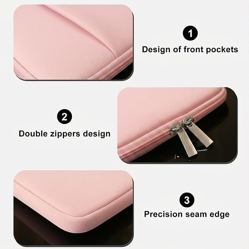 Laptop Sleeve for MacBook Neo/Air/Pro 13 inches A18/M5/M4/M3/M2/M1 Chip 2026-2020 A3404 A3449 A3240 A3113 with 2 Pockets Tablet Bag Case Accessories (Bright Pink)