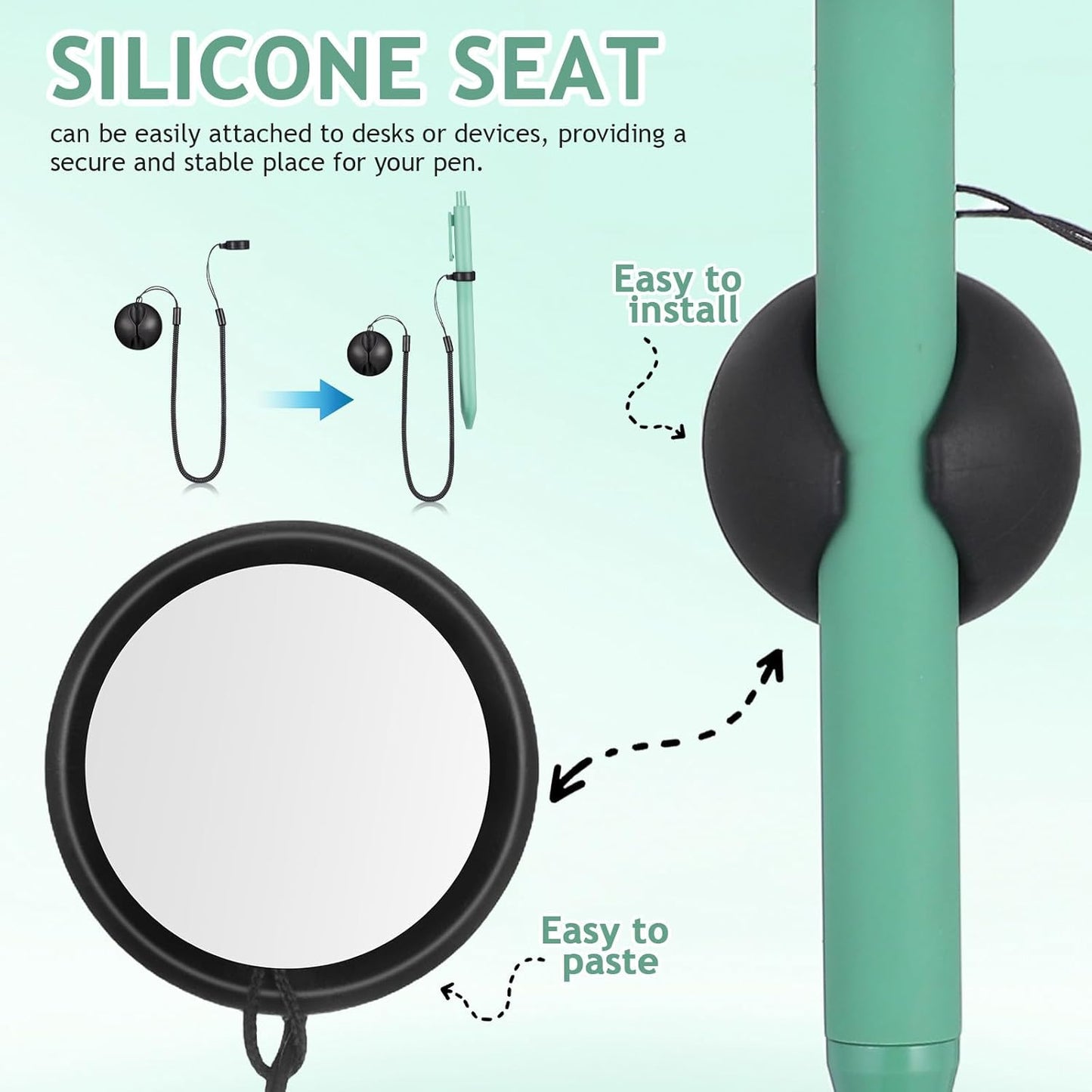 Gatuida 2pcs Retractable Tablet Pen Tether with Ring Elastic Pen Leash and Silicone Holder for Desk Office Clipboard Drawing