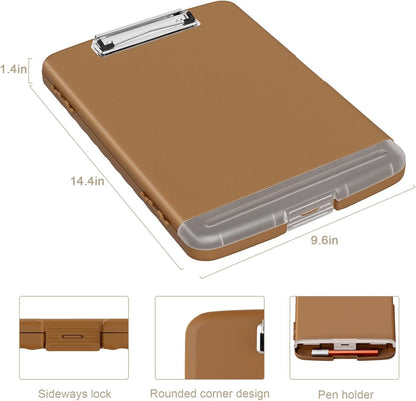 Piasoenc Clipboard with Storage, 8.5 x 11 Organization Box with Pen Holder and A4 Legal Paper Folder, Folio & Side-Opening, Low Profile Clip,for Nurses,Teachers, Size 14 x 9.6 x 1.2 in, Black
