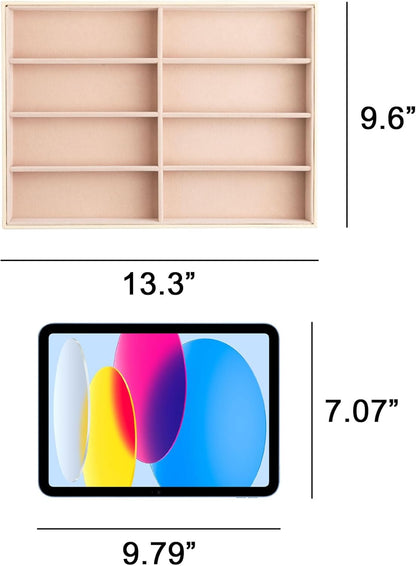 Frebeauty Sunglass Organizer,PU Leather Glasses Organizer,8-Slot Sunglasses Tray,Men's/Women's Sunglasses Box,Sunglass Case,13.3 x 9.6 x 1.5 Inches,Eyeglass/Eyewear Display Tray(Grey)