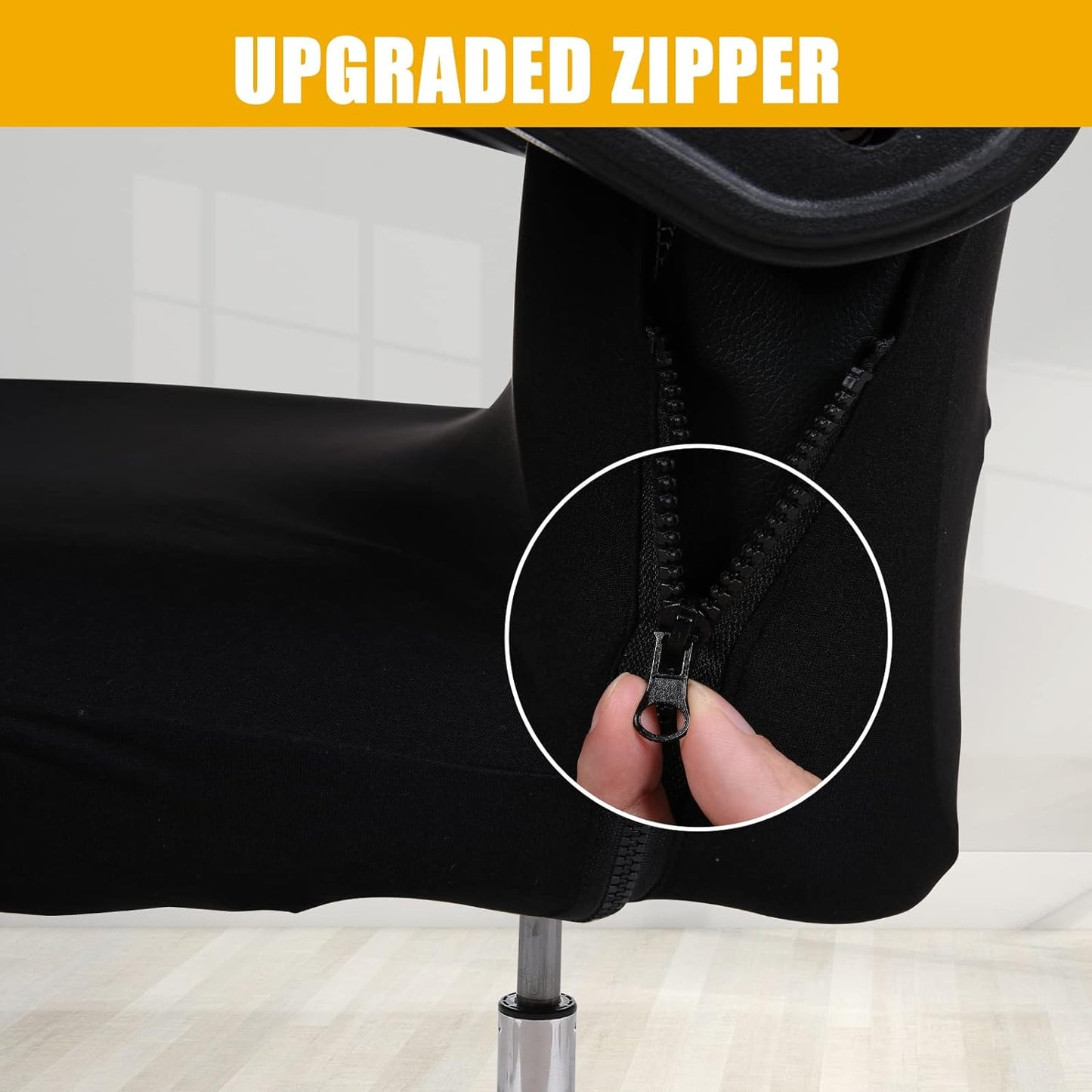 Smiry Stretch Printed Office Chair Armrest Covers, 2 Pcs Soft Fit Removable Washable Computer Desk Chair Arm Covers Protector, Black