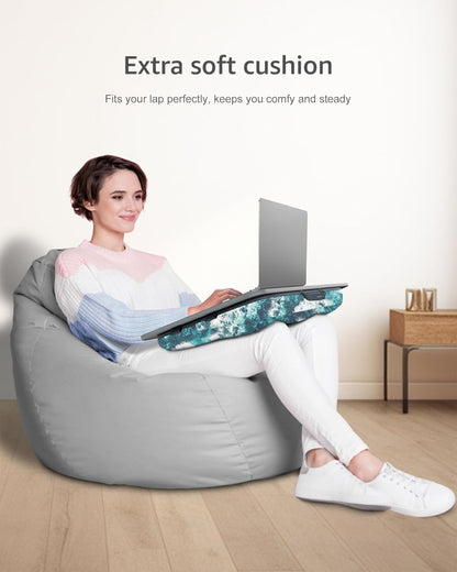 Lap Desk, Portable Laptop Stand with Washable Cushion, Fits up to 17 inch Laptop, with Device Ledge and Phone Holder, Use on Bed,Couch, Sofa, Floor, Home Office– ISTUDYNITURE (Large, Black)