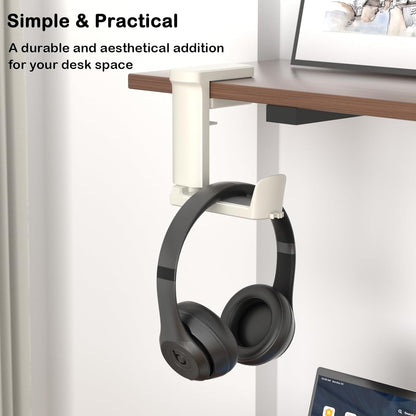Headphone Hook - Adjustable Clamp-on Headphone Holder, Under Desk Gaming Headset Holder Mount Hook with Rotating Clamp (Black)