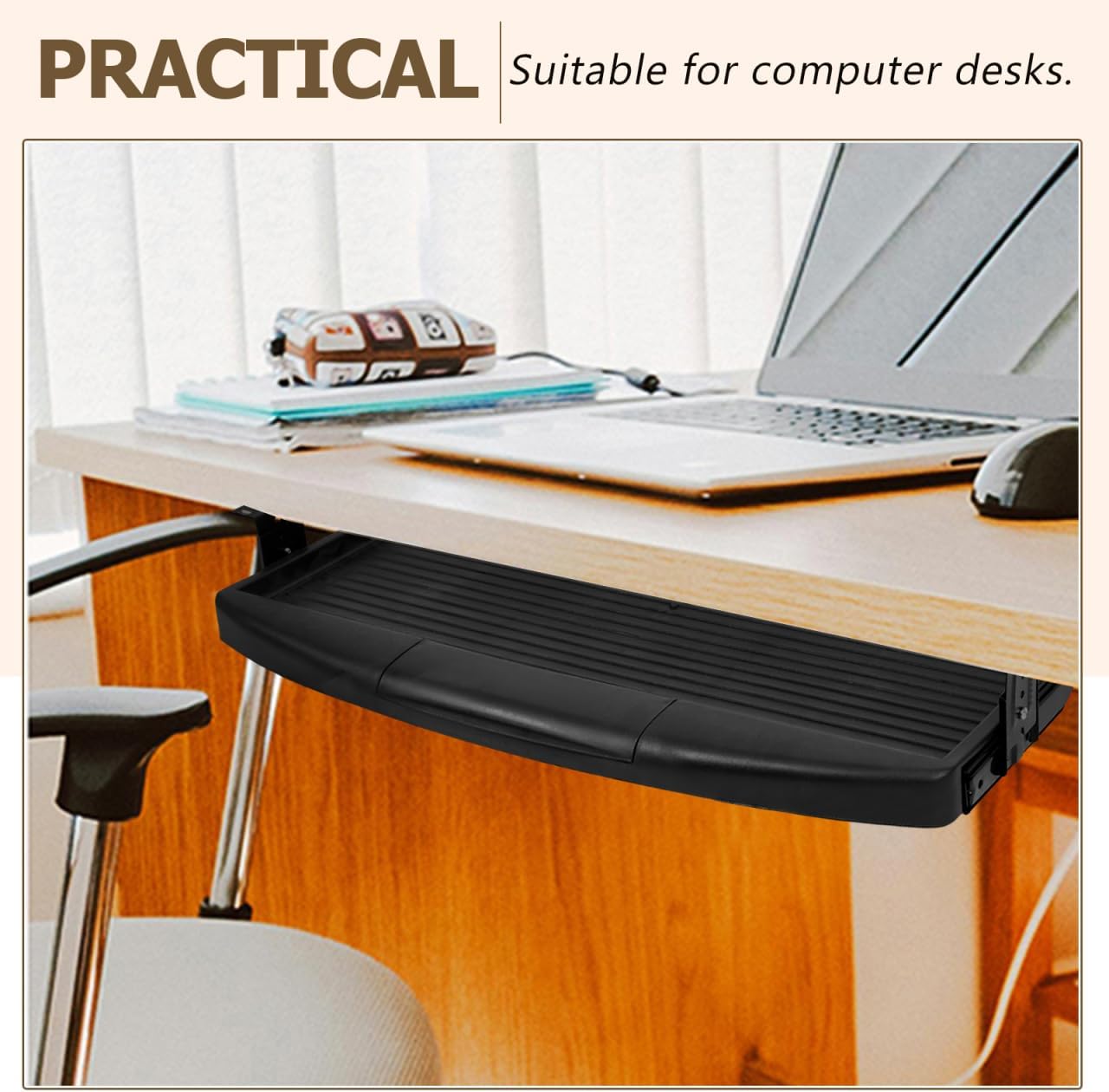 SEWACC Under Desk Keyboard Tray Slide Out Platform Ergonomic Keyboard Drawer for Easy Access Durable Construction for Office and Home Use