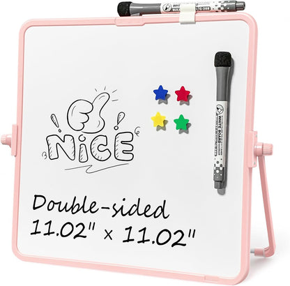 Colorful Dry Erase White Board 8.3x11in, Magnetic Desktop Board with Stand, 2 Markers (Eraser Head), 4 Magnets - Double-Sided Easel for Daily Planning, Memo, Office/Home/School (Blue)