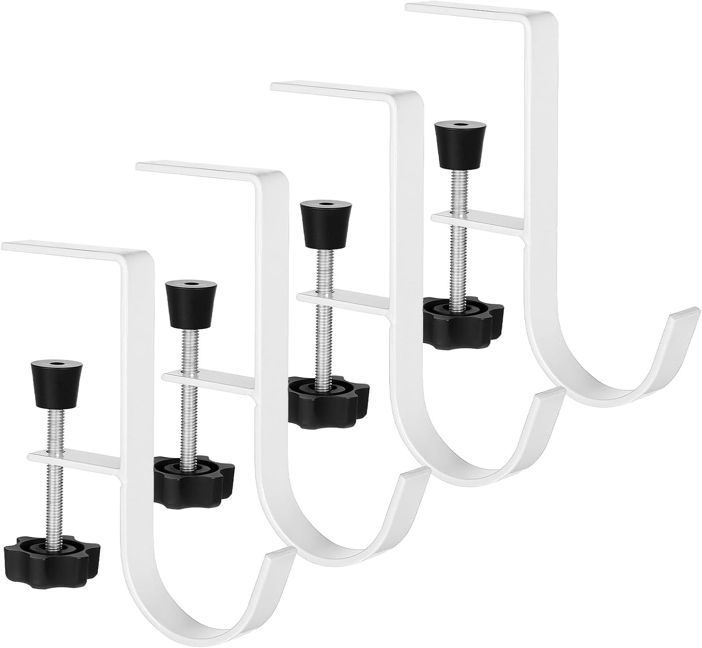 4Pcs Purse Hook for Table, Handbag Hanger for Desk Clamp-On Under Desk Backpack Hanger Adjustable White Bag Hook for Tables Heavy Duty Organize Desktop