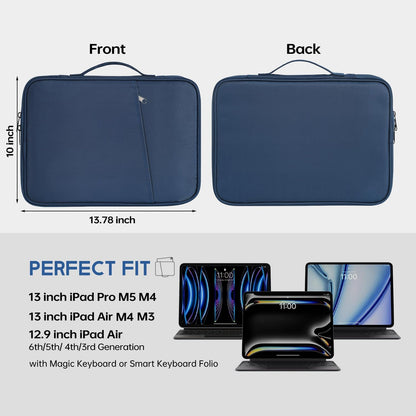 13 inch iPad Pro Case, Padded Travel Carrying Sleeve for iPad Pro 13-in M5 M4 & iPad Air 13-in M2 M3 M4(2026) w/Magic Keyboard, Water-Resistant Shockproof iPad Soft Bag Cover Accessory Pocket -Black