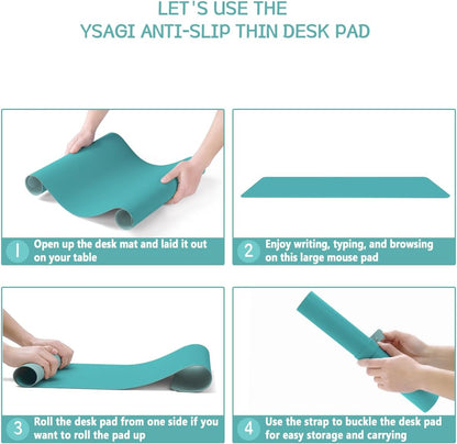 YSAGi Non-Slip Leather Desk Pad, Waterproof Laptop Computer Desk Keyboard Mat, Table Protector Blotter Mat, Large Mouse Pad for Office/Work/Home/Decor(Black, 31.5" x 15.7")