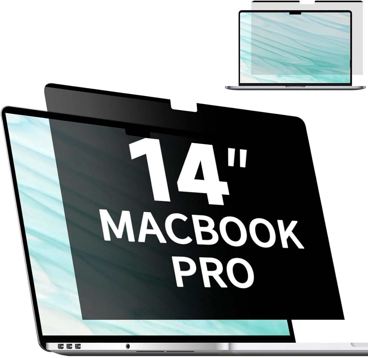 Magnetic Laptop Privacy Screen 14 Inch 16:10, Removable Matte Anti Glare Blue Light Filter - Computer Privacy Shield Not for 14" 16:9 Laptop