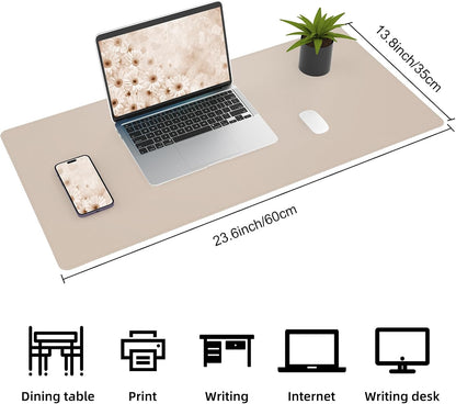 AFIING Large Desk Mat 47" x 17", Dual-Sided Natural Cork & PU Leather Desk Pad, Non-Slip Waterproof Mouse Pad for Office, Home & Gaming, Black