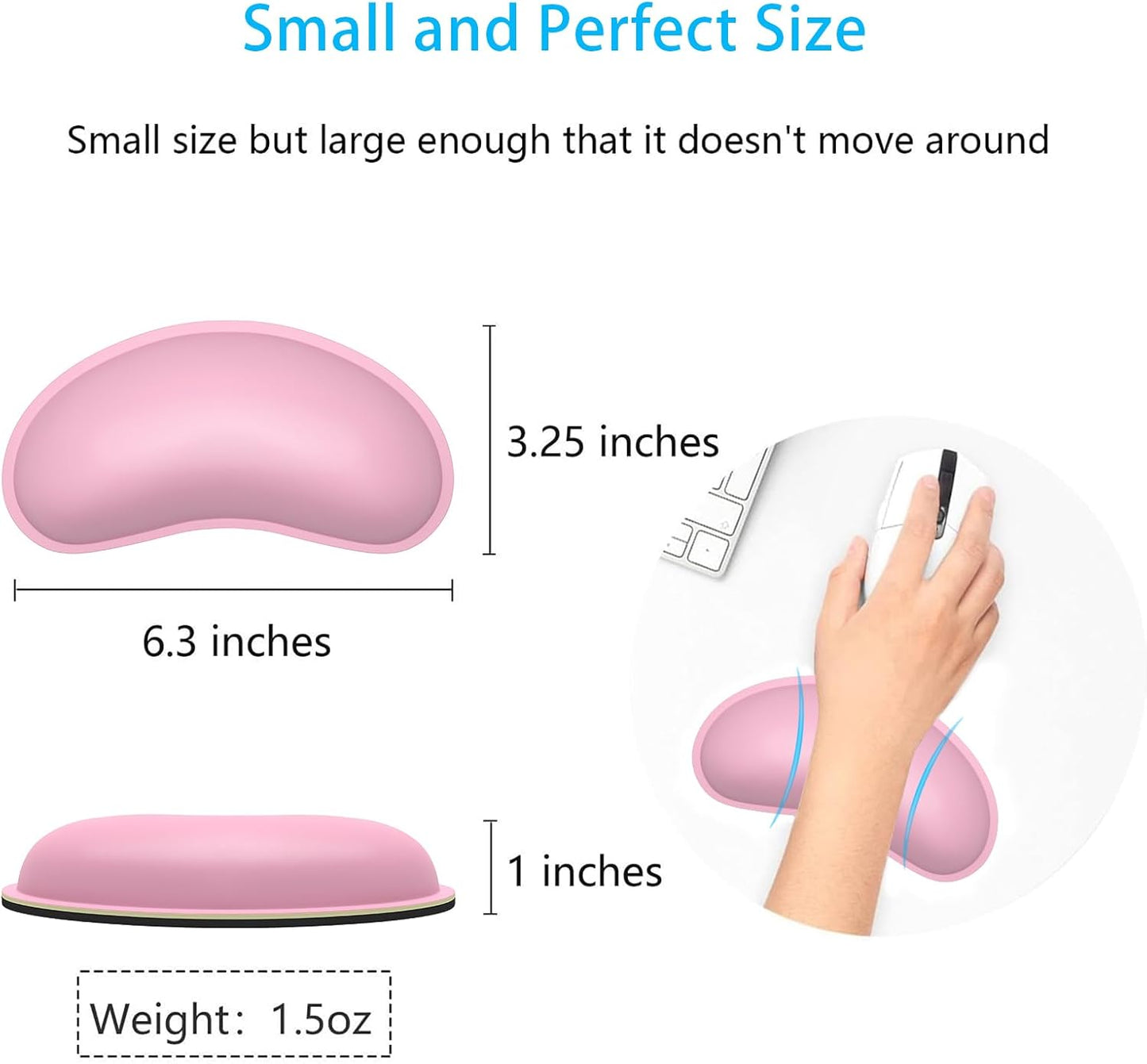 Dapesuom Mouse Wrist Rest, Ergonomic Memory Foam Mouse Wrist for Computer Desk Mats Support, PU Leather Hand Rest Pad Cushion for Gaming, Laptop, Men, Women, Pain Relief & Easy Typing, Black
