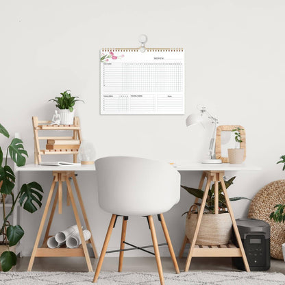 Habit Tracker Calendar - 12 Months Undated Daily Planner, 8"x10", Weekly & Monthly Period Habit Tracker Journal, Floral, Spiral Binding with Writable Goals Habits Track