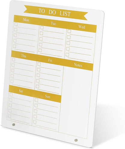 Weekly Planner Dry Erase Board for Desk,10''x12'',Acrylic Desk Calendar to Do List Planner Board with Stand,Pink Dry Erase White Board for Home Office School-ZL-P-2530