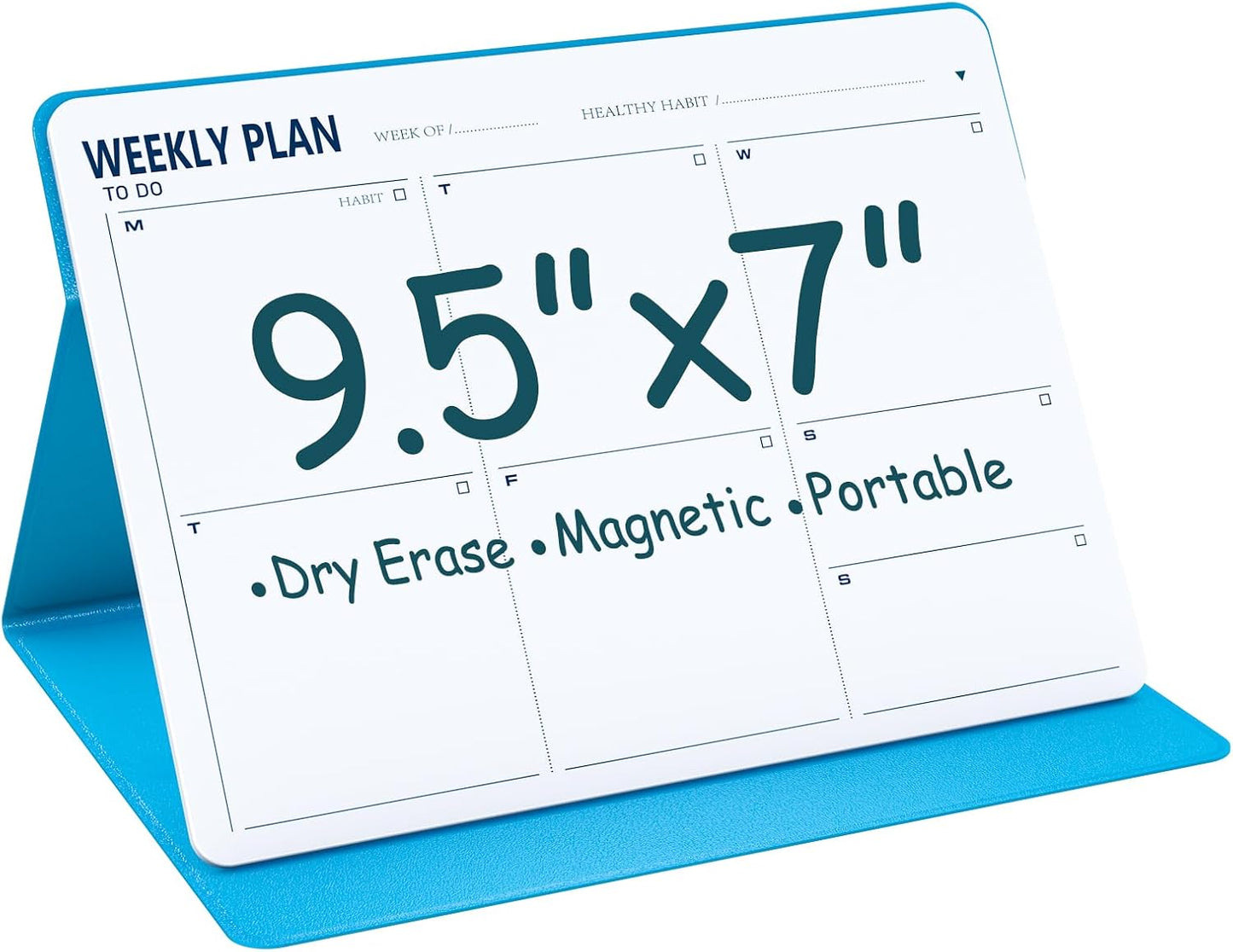 Magnetic Weekly Dry Erase Board,Portable Weekly Planner Whiteboard,Desktop Weekly Calendar White Board,to do List White Board 9.5"x7" Schedule Board Message Board for Office Home School (Black)