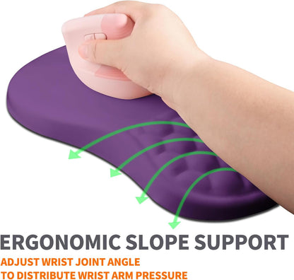 Ergonomic Joint Wrist Support Mouse Pad with Memory Foam Cushion Massage Bump, Carpal Tunnel Pain Relief Mousepad Slope Design for Wrist Rest, 11.8x7.9 in, Black