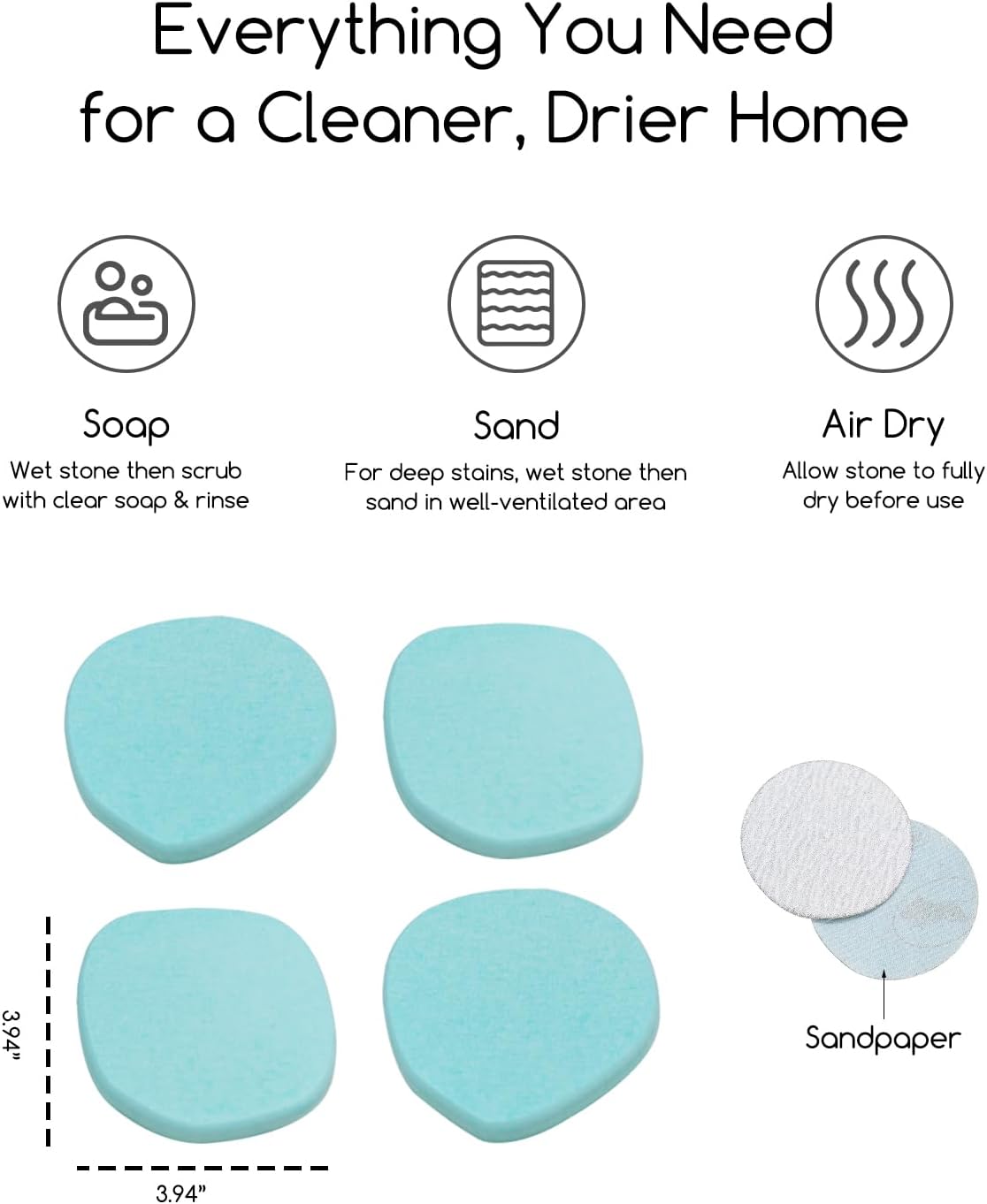 Diatomaceous Earth Coasters,3.9"x3.9", Quick-Dry, Absorbent, Heat-Resistant, Modern Stone Design, Dark Gray, Irregular Shape (2, Grey)