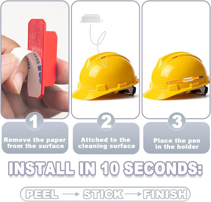 10 Pcs Silicone Pen Holder for Wall,Adhesive Pencil Holder for Clipboard Student Desk Classroom (5-colors)