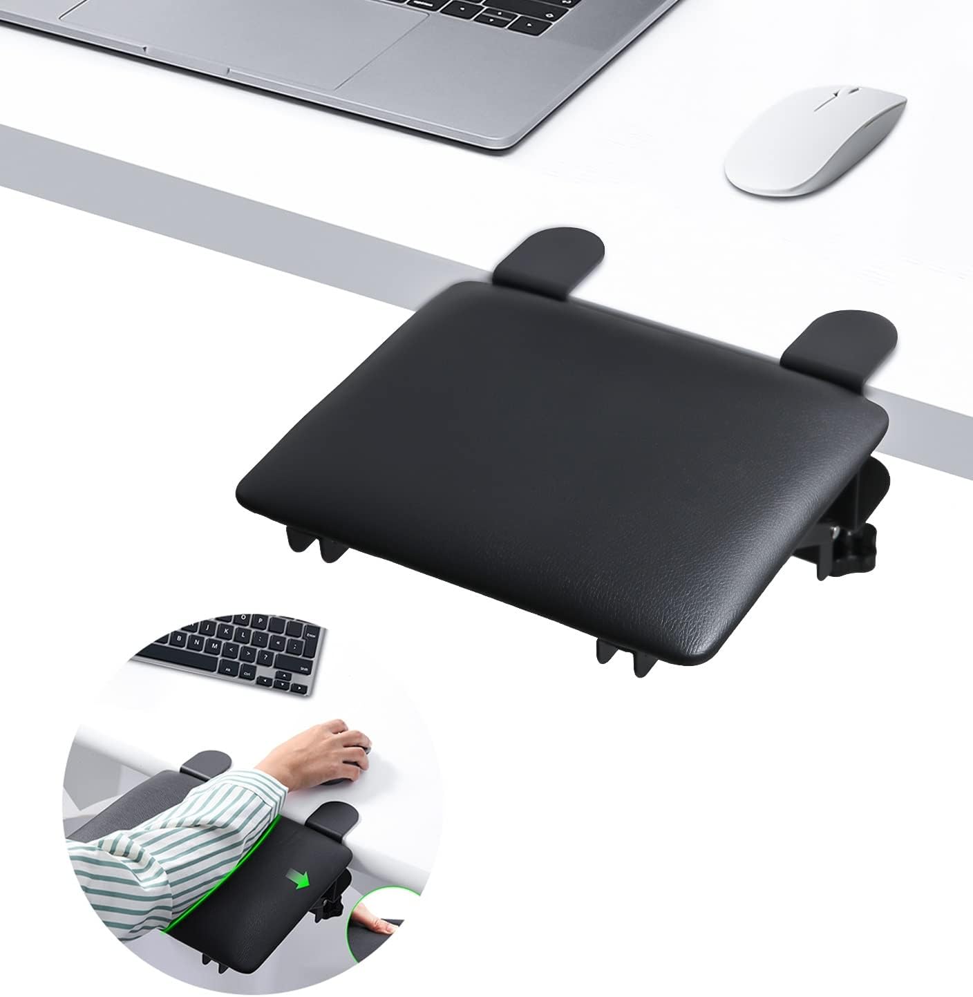 eulps Foldable Arm Rest for Desk, Clamp-On Desk Arm Support Pad with Soft PU Leather Cushion, Ergonomic Wrist & Forearm Rest for Computer Typing, Mouse Use, Gaming, Home Office