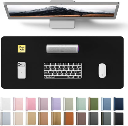 YSAGi Leather Desk Protector, Office Mat, Large Mouse Mat, Non-Slip PU Leather Blotter, Laptop Desk Mat, Waterproof Writing Pad for Office and Home (Black, 31.5" x 15.8") - Colors B
