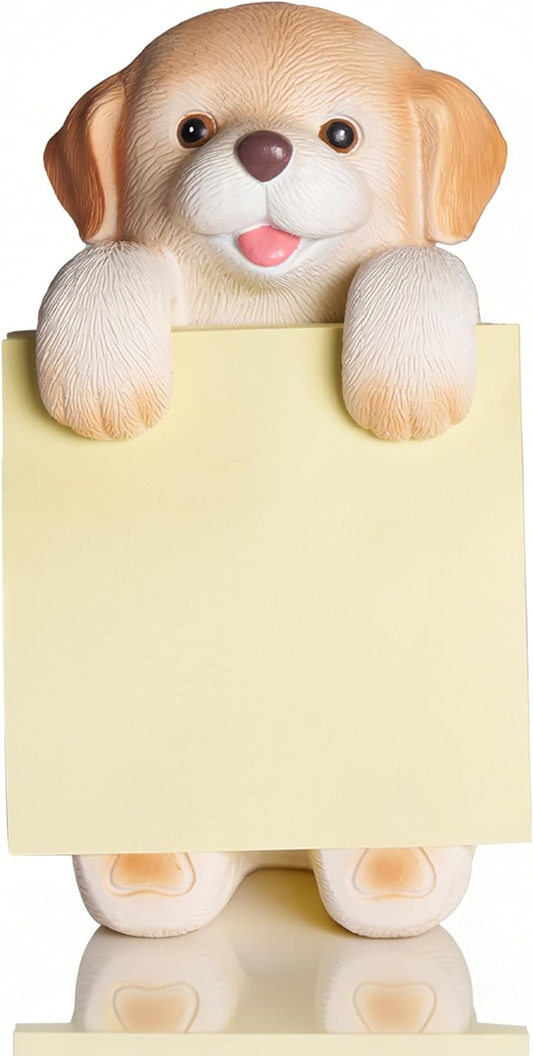 Highland Cow Pop-up Sticky Note Dispenser, Includes 1 Pad of 3x3 in Super Sticky Notes, 100 Sheets, Resin Cute Handmade Desk Holder for Office & Home-Beige