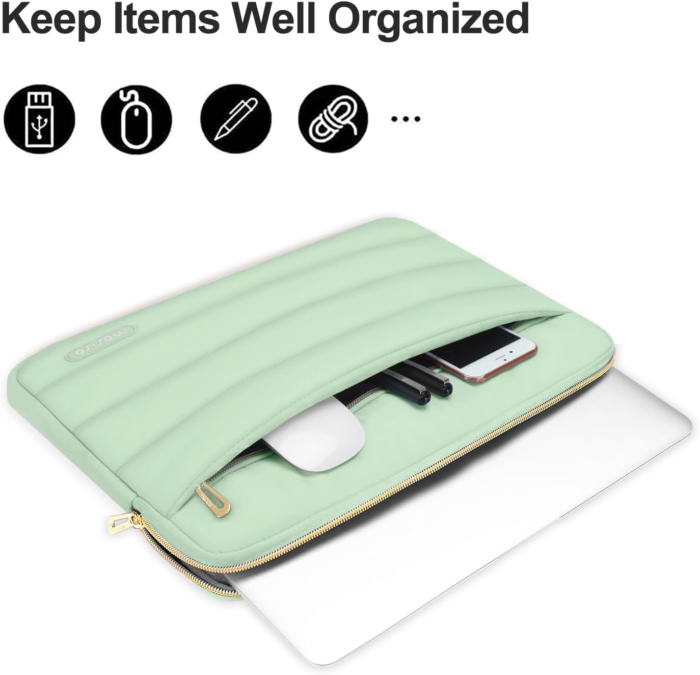 MOSISO Laptop Case 13.3 inch,13-13.3 inch Puffy Laptop Sleeve Compatible with MacBook Neo/Air 13.6 M5 M4 M3 M2 M1/Pro 13/14,HP Dell ASUS Lenovo,Polyester Horizontal Bag with Small Case, Sand