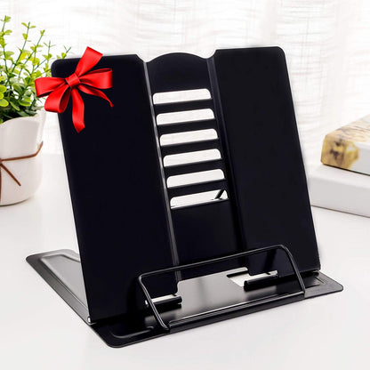 MSDADA Desk Book Stand Metal Reading Rest Book Holder Adjustable Cookbook Documents Holder Bookstands for Recipes Textbook Music Books, the First Day of School Gift for Students, Teachers (Light Blue)