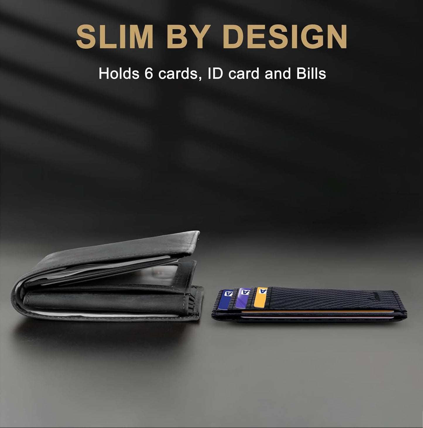 Travelambo Slim Wallet Front Pocket Minimalist Leather RFID Blocking Medium Size