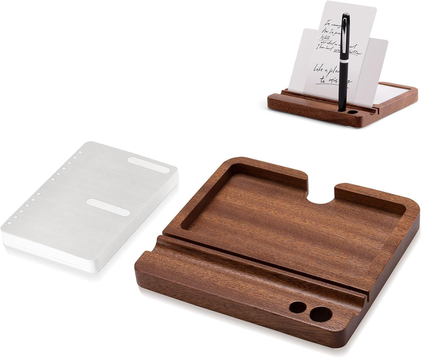 Daily To Do List Planner, Daily ToDo Checklist Cards and black Walnut Stand,50 Checklist Cards-Perfect NotePads for Work Desk or School，Productivity System Planners Notebook for Office Accessories
