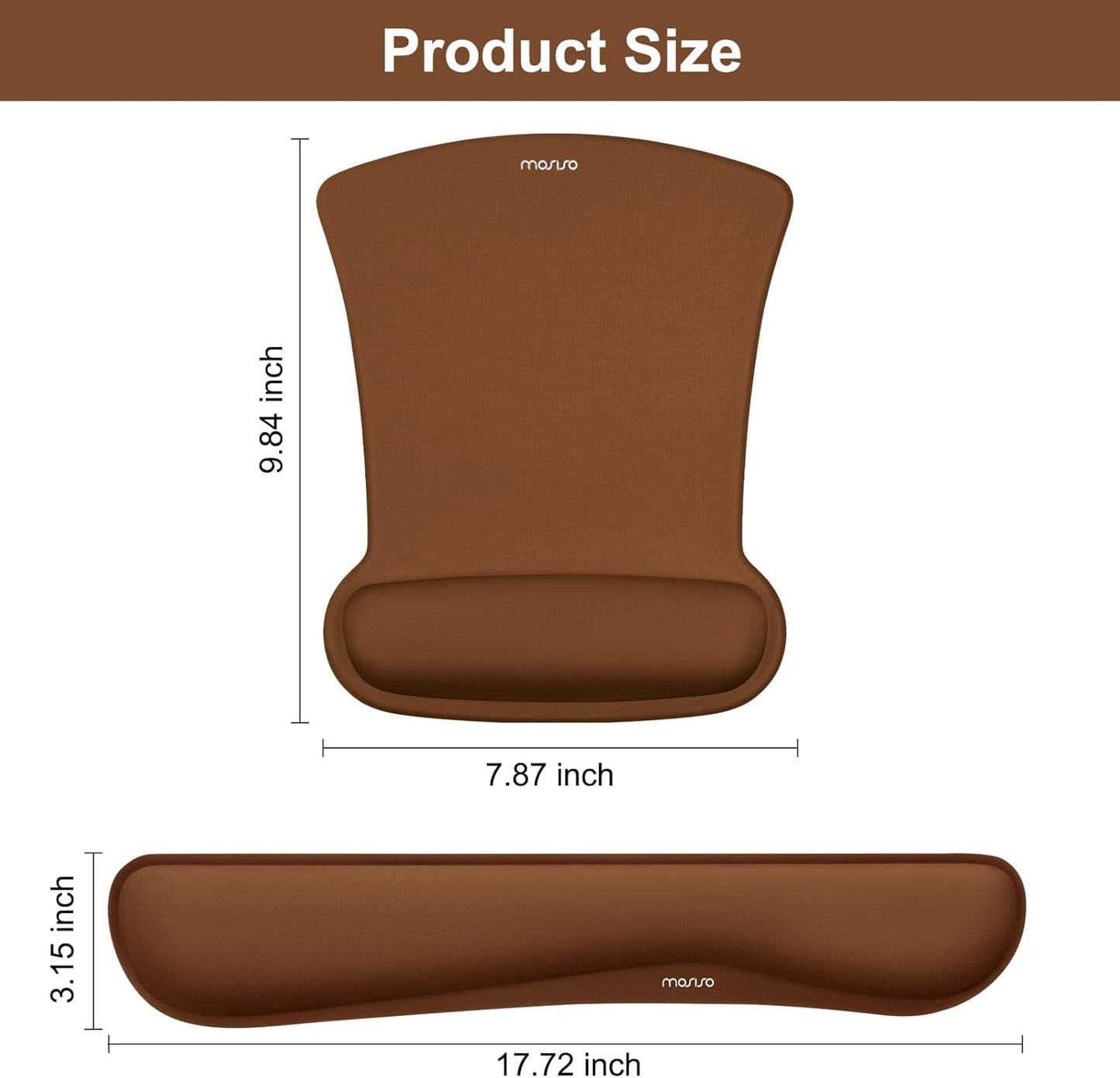 MOSISO Wrist Rest Support for Mouse Pad & Keyboard Set, Ergonomic Mousepad Non-Slip Base Home/Office Pain Relief & Easy Typing Cushion with Neoprene Cloth & Raised Memory Foam, Black